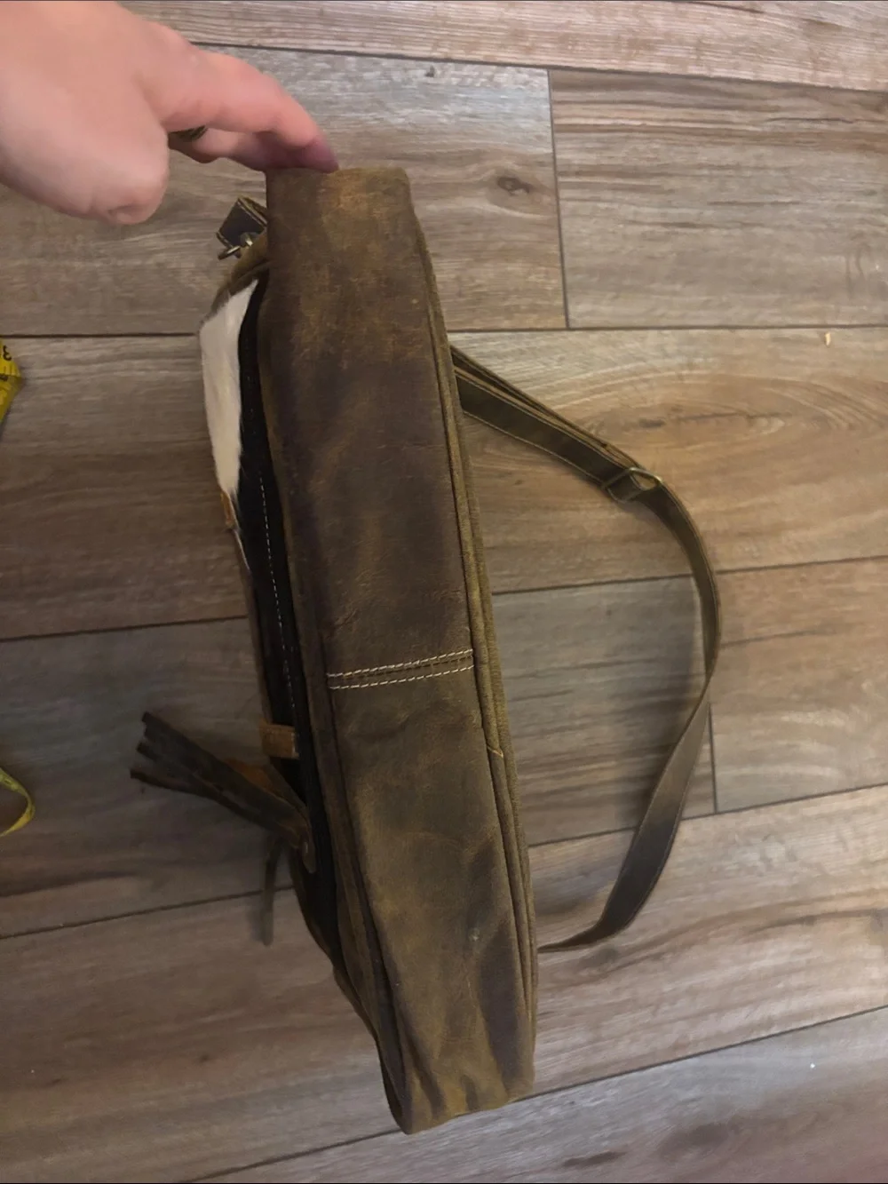 Myra Bag Sombre Hues Leather & Cowhide Laptop Messenger Bag Satchel
